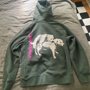 Pleasures green hoodie dogs humping